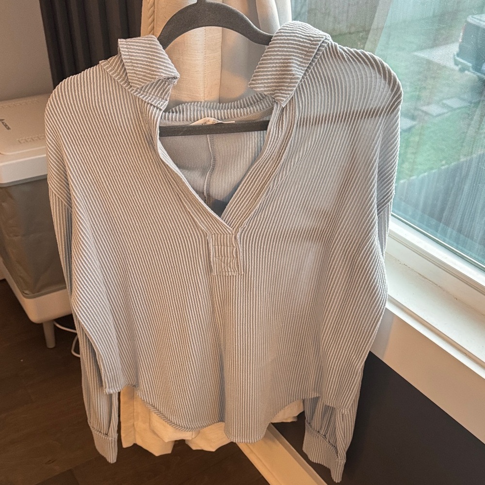 Ribbed light blue Women's Top